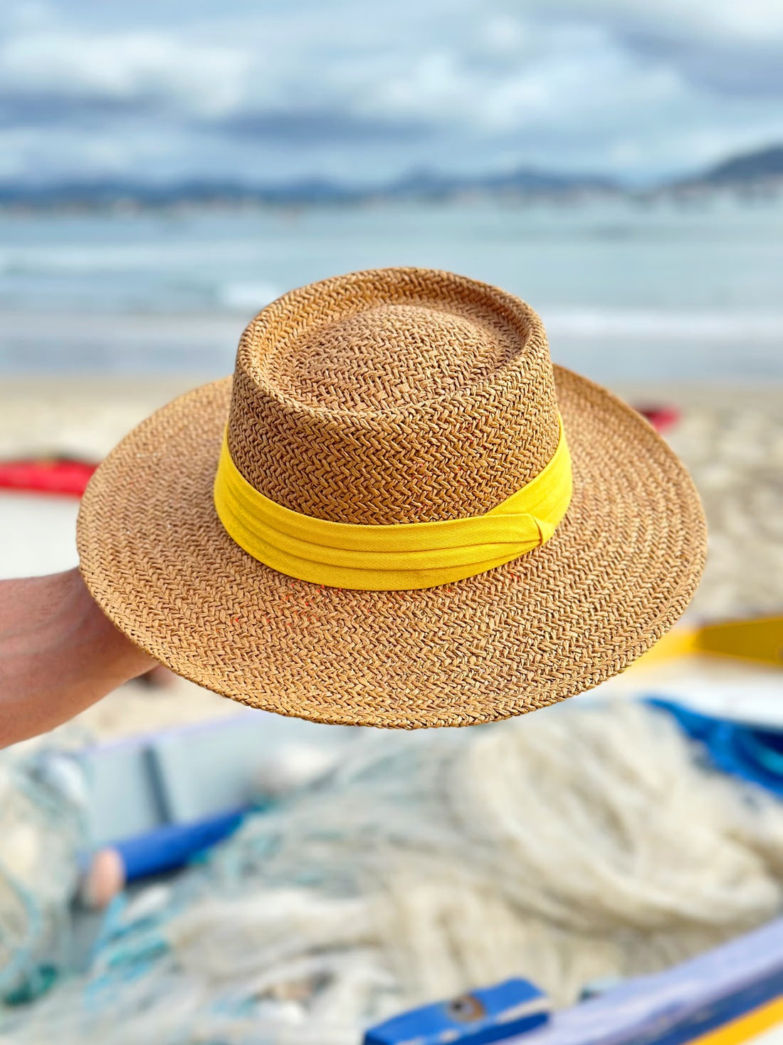 Chapéu Baho Amarelo - Palha Escura