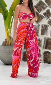 Conjunto Macacão & Top - Flora Laranja