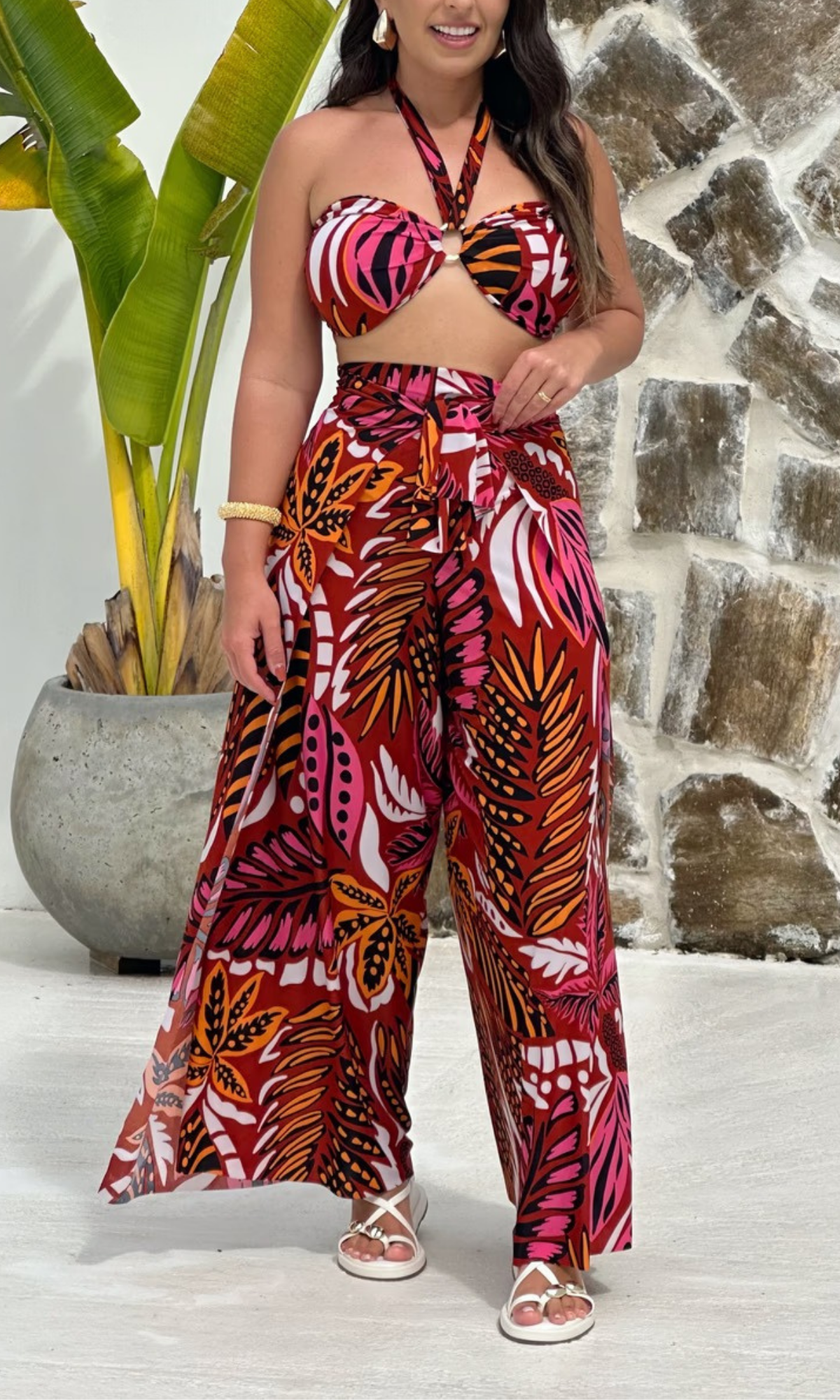 KIT TRÊS PEÇAS CALÇA MACACÃO MEU JARDIM