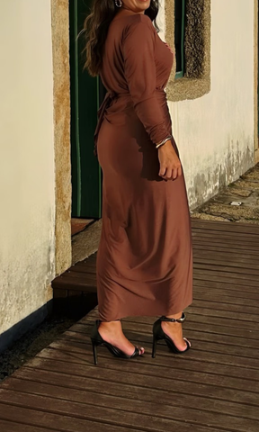 Vestido Grécia outono marrom