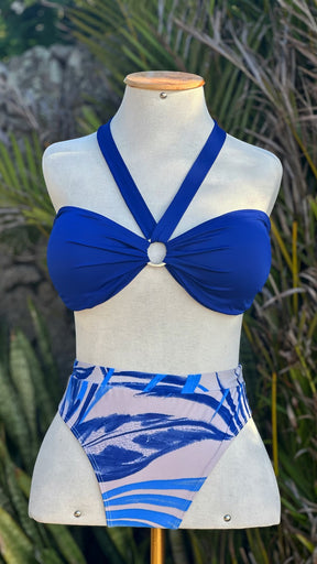 KIT TRÊS PEÇAS CALÇA MACACÃO FOLHAS DO MAR TOP LISO